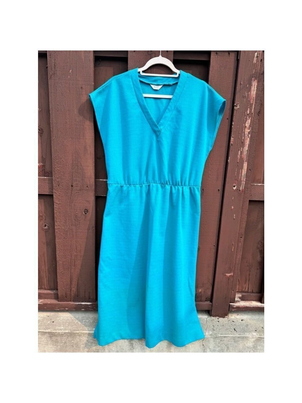 Vintage Sears teal dress elastic waist one tag